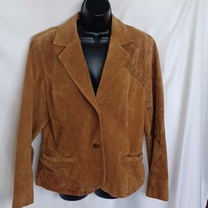 Coldwater Creek Suede Leather Jacket, Studded, Beaded, 22" Ptp, 24" L